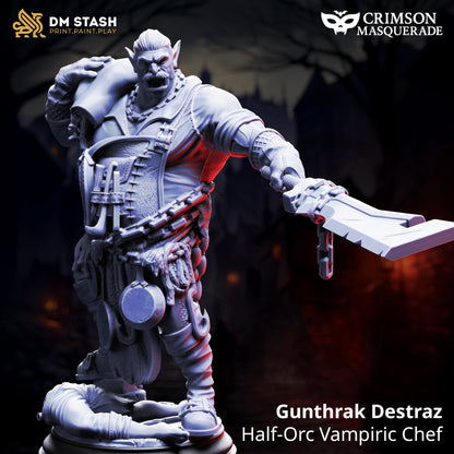 Gunthrak Destraz - Half-Orc Vampiric Chef | 32mm / 75mm Scale | DM Stash