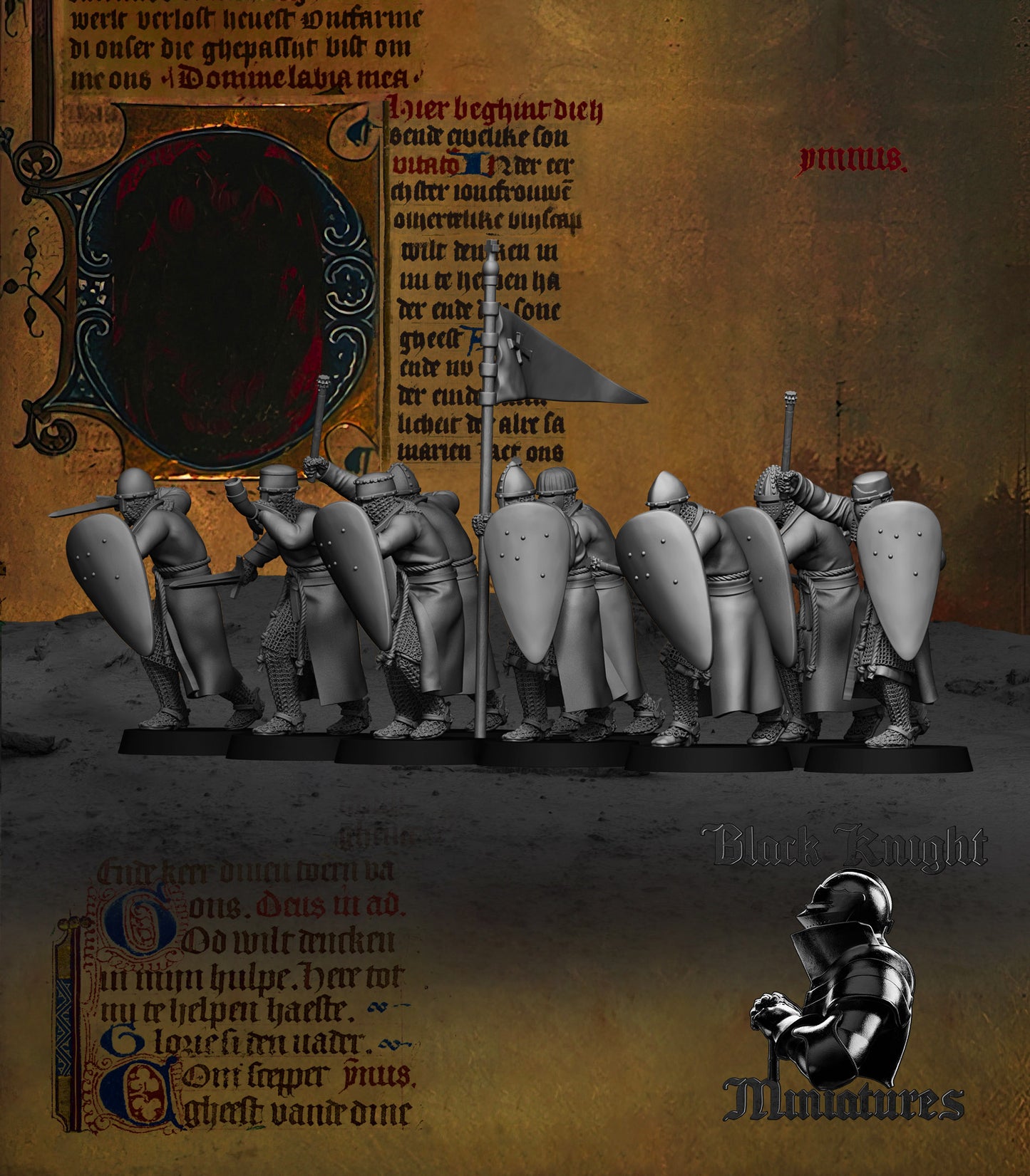 13th Century Teutonic Knights "B" | 28mm Scale | Black Knight Miniatures