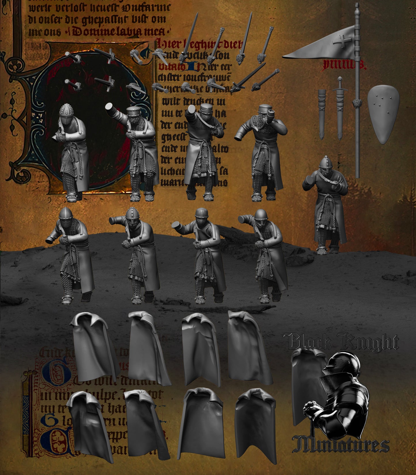 13th Century Teutonic Knights "B" | 28mm Scale | Black Knight Miniatures