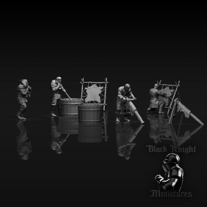 13th Century Baltic Leather Tanners | 28mm Scale | Black Knight Miniatures