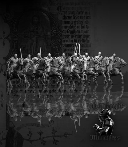 13th Century Mounted Teutonic Sergeants | 28mm Scale | Black Knight Miniatures