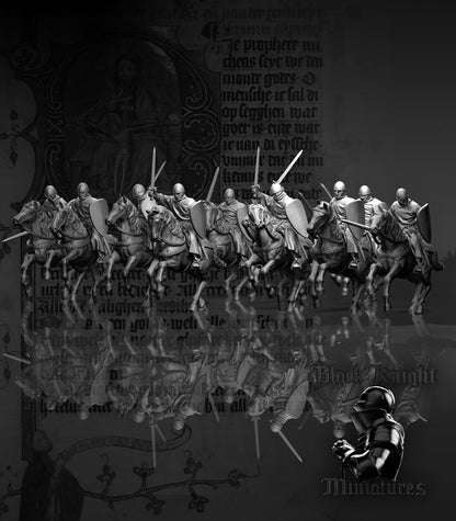 13th Century Mounted Teutonic Sergeants | 28mm Scale | Black Knight Miniatures