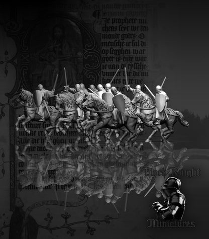 13th Century Mounted Teutonic Sergeants | 28mm Scale | Black Knight Miniatures