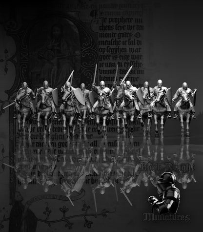 13th Century Mounted Teutonic Sergeants | 28mm Scale | Black Knight Miniatures