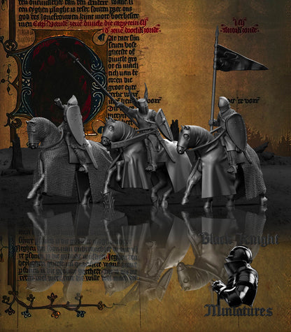 13th Century Polish Knights Command Group | 28mm Scale | Black Knight Miniatures