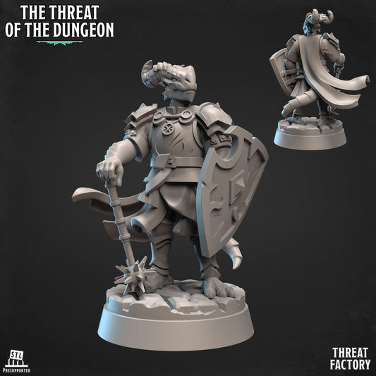 Dragonborn Paladin | The Threat of the Dungeon | 28mm Scale | Threat Factory