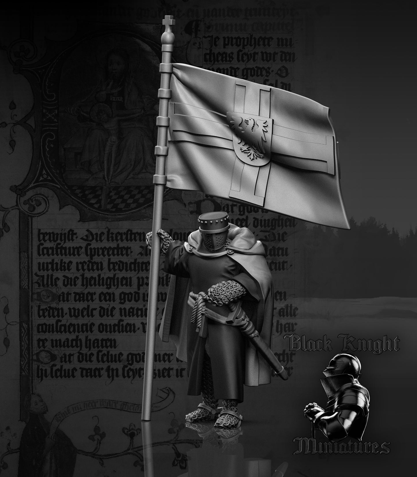 13th Century Teutonic Knights on Foot Command Group | 28mm Scale | Black Knight Miniatures