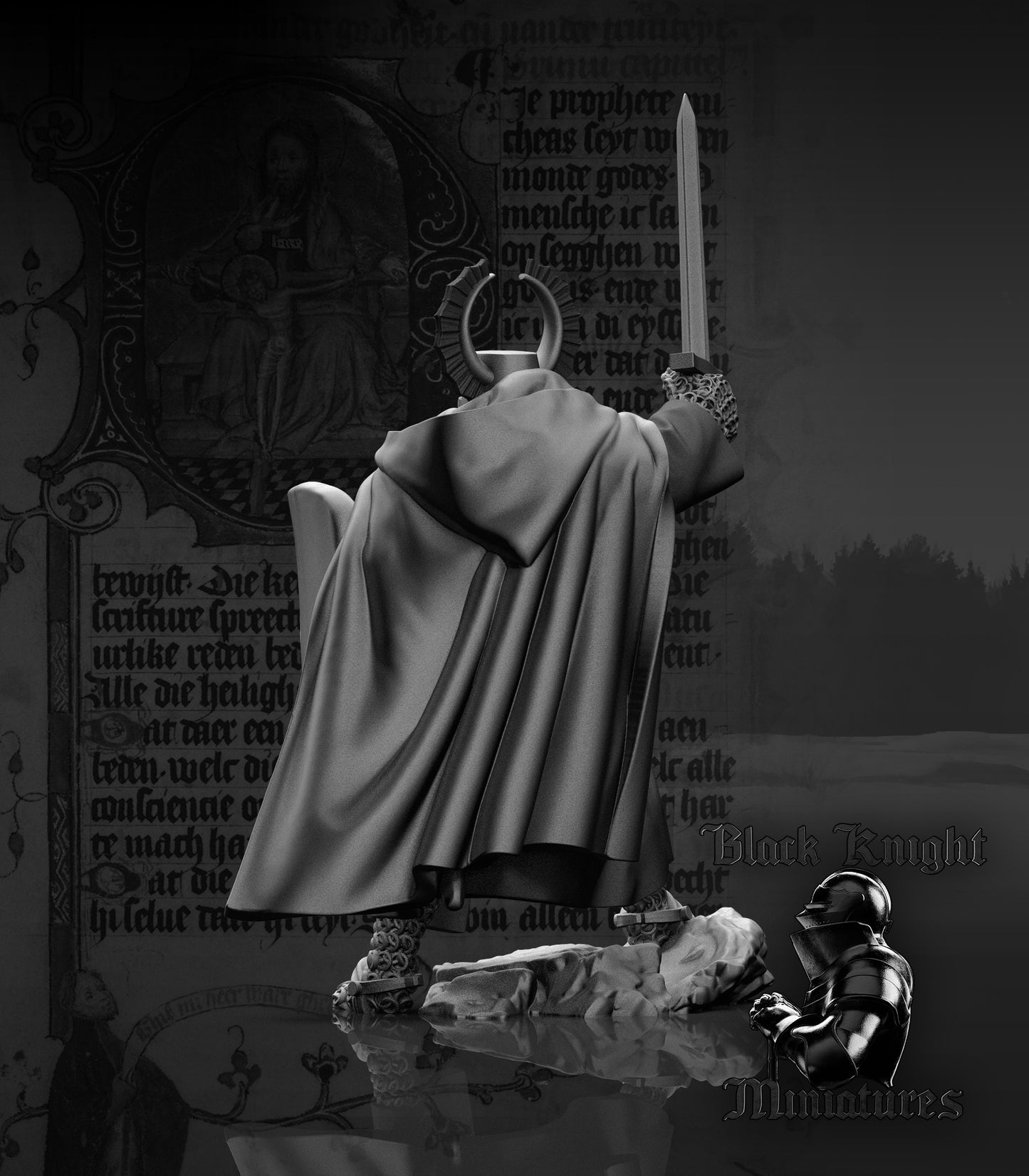 13th Century Teutonic Knights on Foot Command Group | 28mm Scale | Black Knight Miniatures
