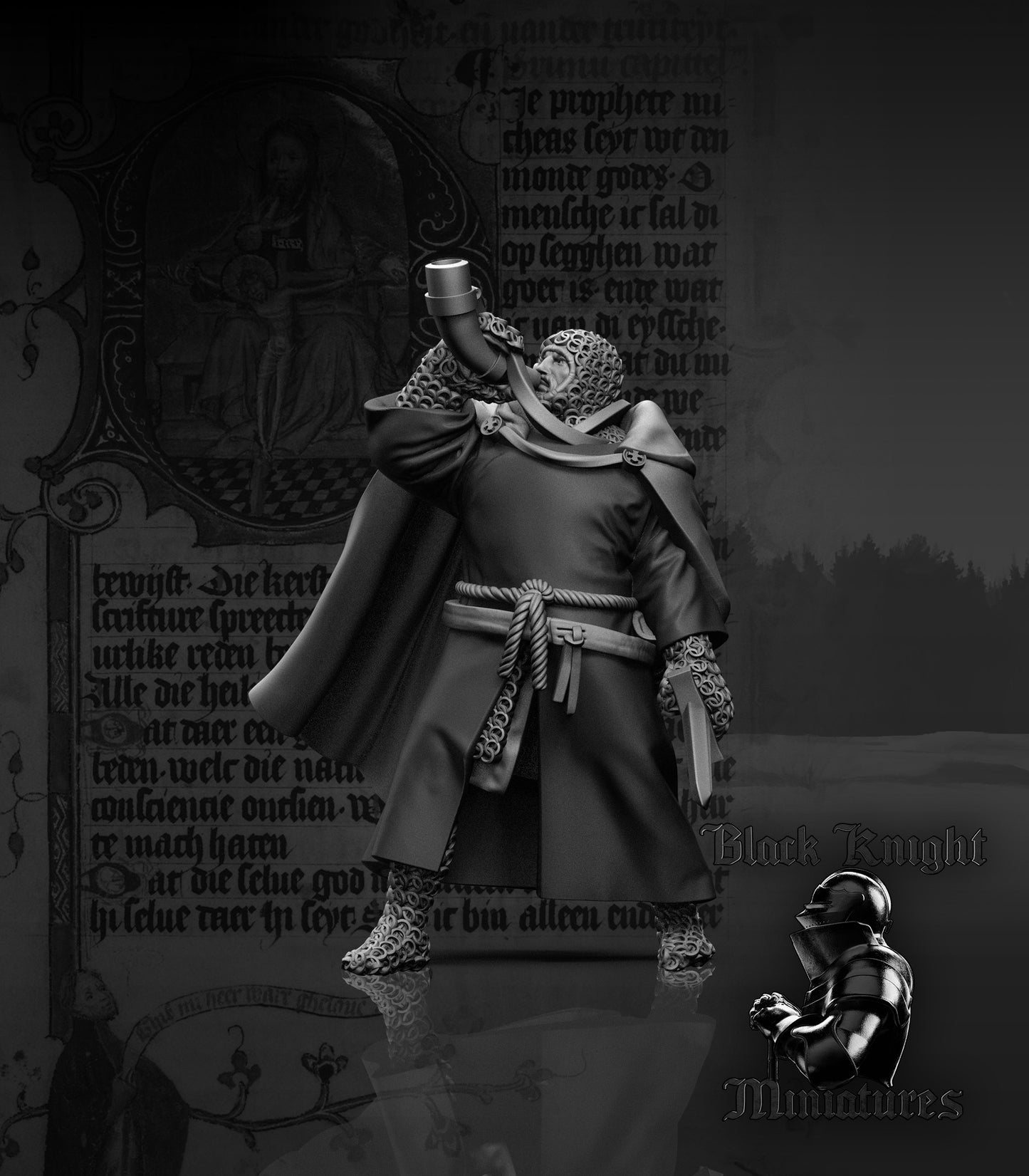 13th Century Teutonic Knights on Foot Command Group | 28mm Scale | Black Knight Miniatures