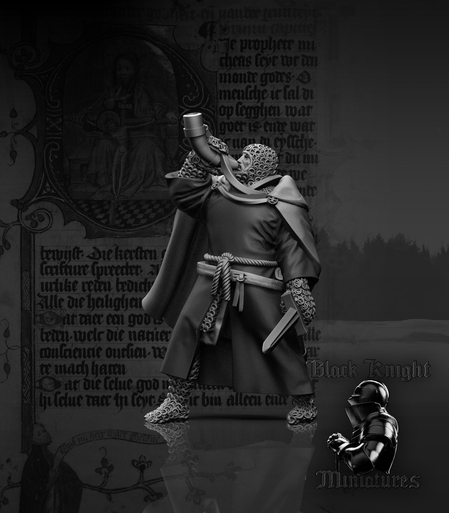 13th Century Teutonic Knights on Foot Command Group | 28mm Scale | Black Knight Miniatures