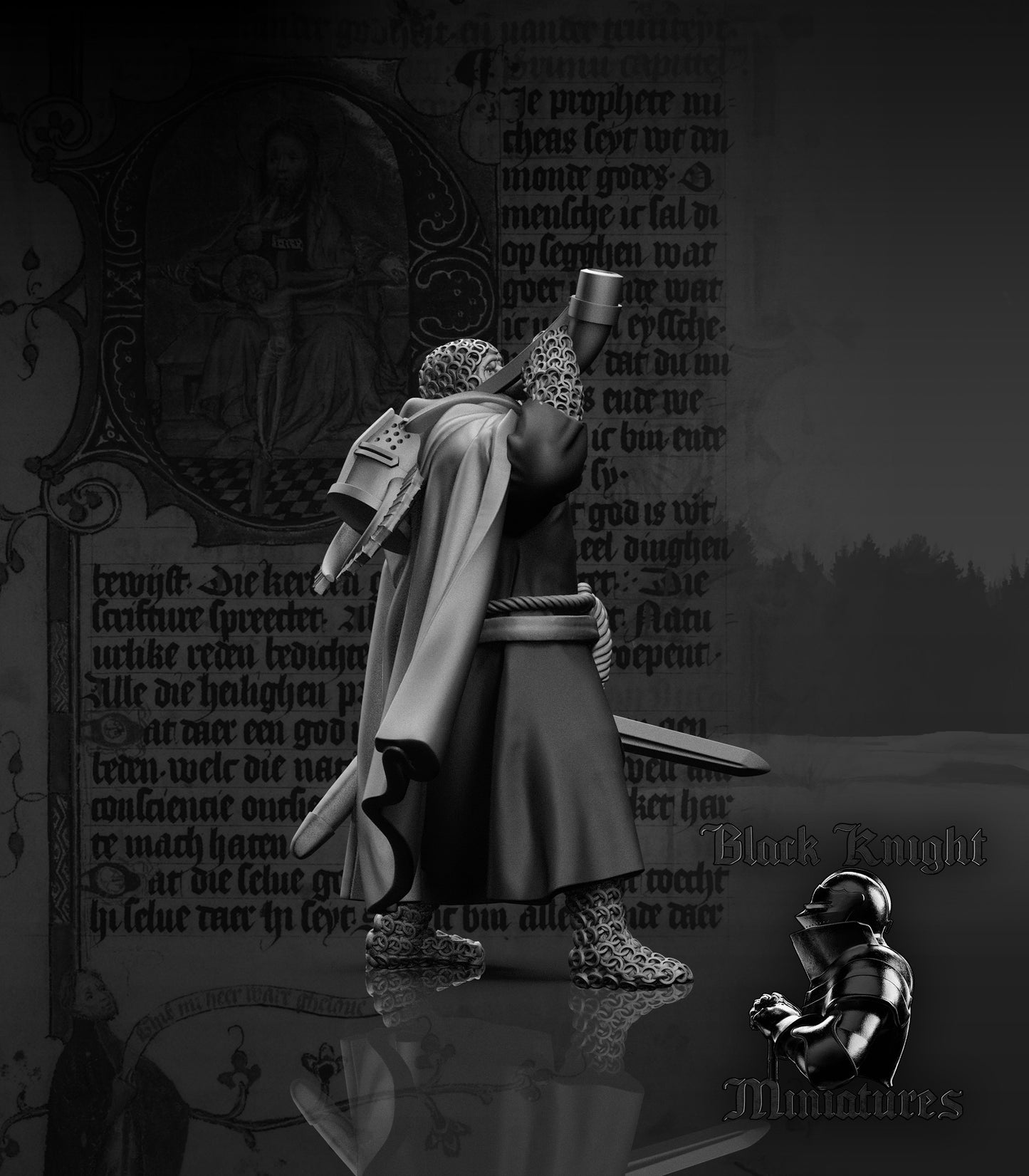 13th Century Teutonic Knights on Foot Command Group | 28mm Scale | Black Knight Miniatures