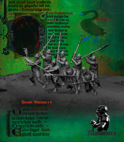 15th Century Hussite Warriors with Polearms | 28mm Scale | Black Knight Miniatures