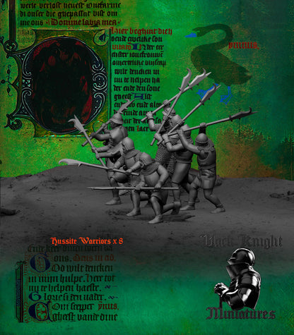 15th Century Hussite Warriors with Polearms | 28mm Scale | Black Knight Miniatures