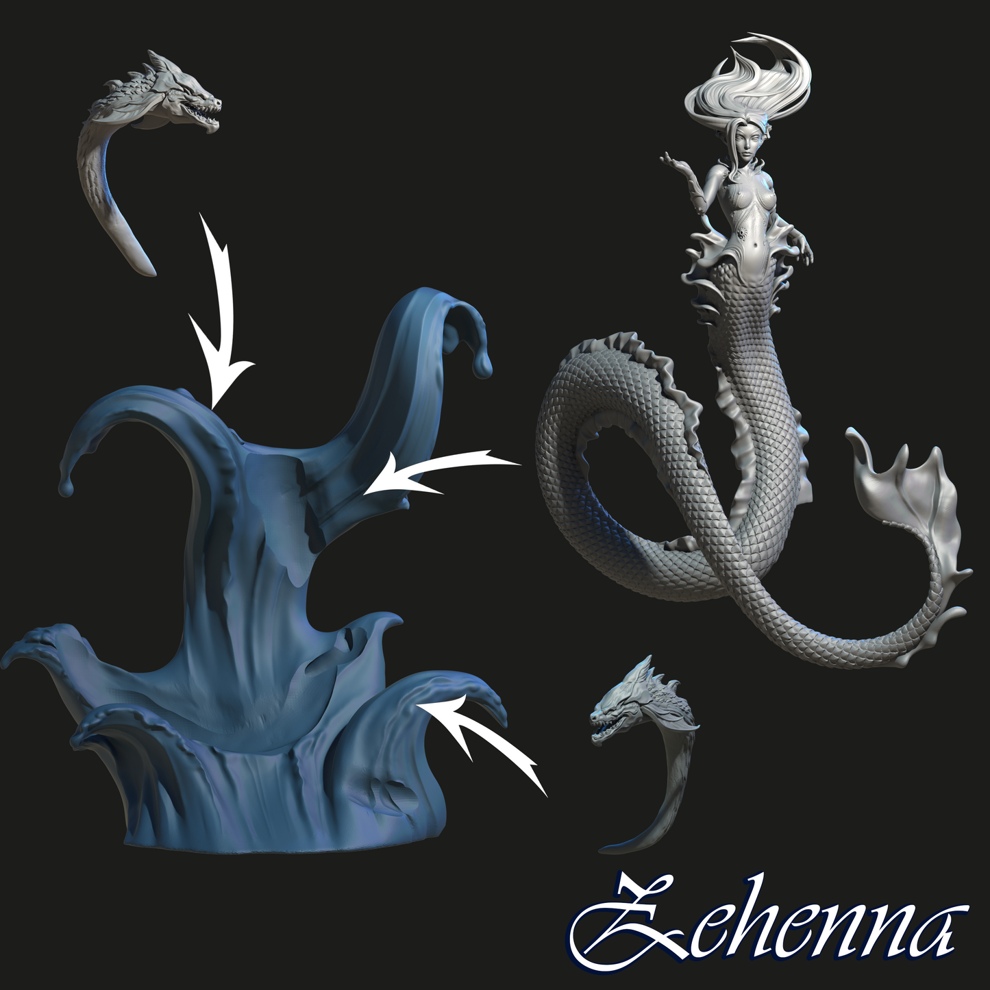 Zehenna, the Sea Nymph | 75mm Scale | Dungeons & Maidens