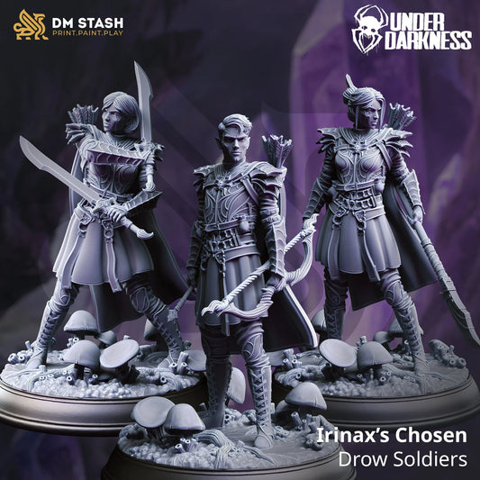 Irinax's Chosen - Drow Soldiers | 32mm / 75mm Scale | DM Stash