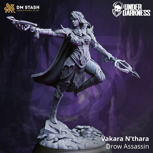 Vakara N'thara - Drow Assassin | 32mm / 75mm Scale | DM Stash