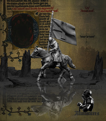 13th Century Teutonic Sergeants Mounted Command Group | 28mm Scale | Black Knight Miniatures
