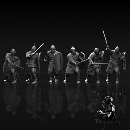 13th Century Lithuanian Warriors x6 | 28mm Scale | Black Knight Miniatures