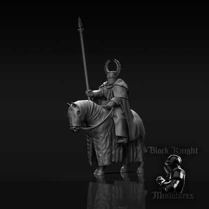 13th Century Mounted Teutonic Commander | 28mm Scale | Black Knight Miniatures