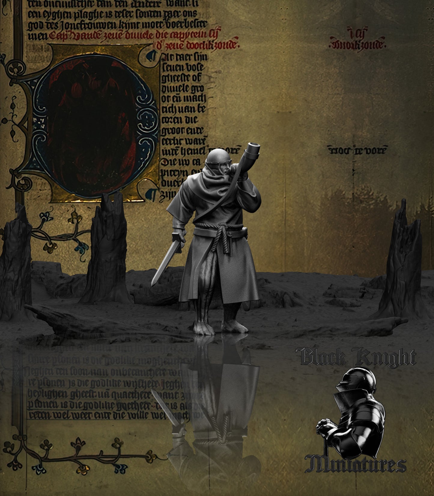 13th Century Teutonic Sergeants on Foot Command Group | 28mm Scale | Black Knight Miniatures